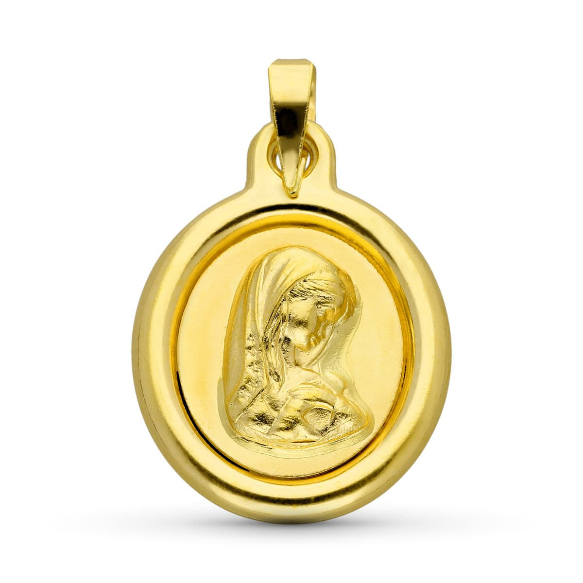 18K Medalla Oro Amarillo Virgen Niña 22X16 Mm