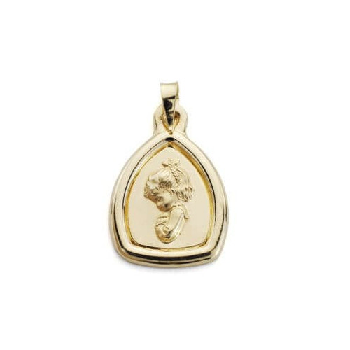 18K Medalla Virgen Niña 24X16 Mm