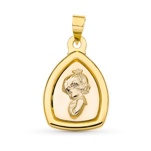 18K Medalla Oro Bicolor Virgen Niña 24X16 Mm