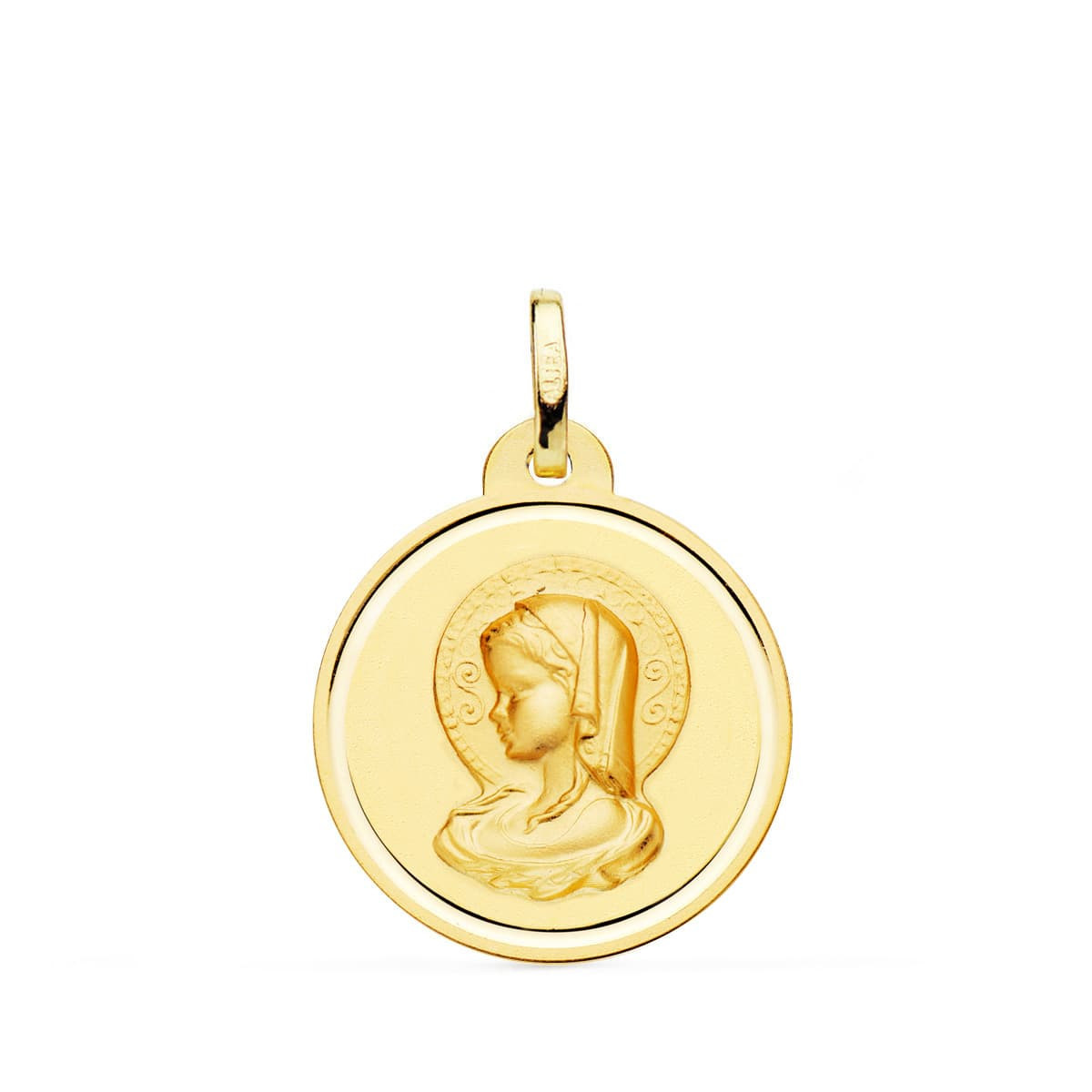 18K Medalla Virgen Maria ( Virgo Virginium ) Bisel 20 Mm