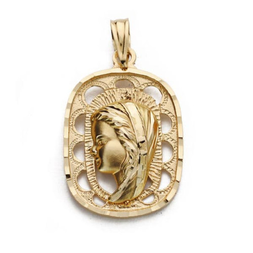 18K Medalla Virgen Niña 23X15 Mm