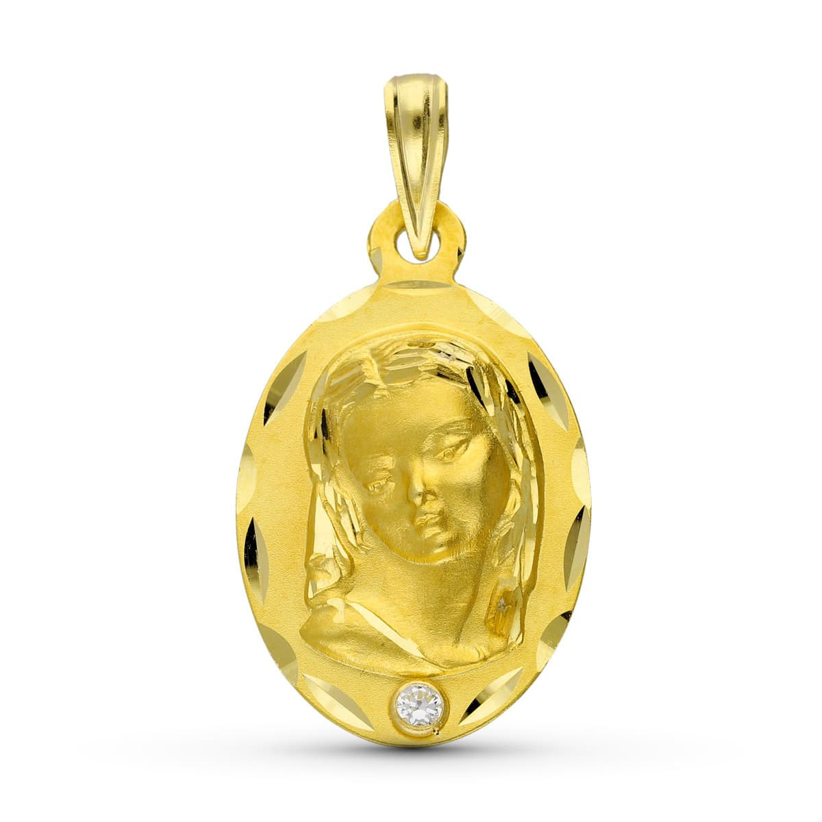 18K Medalla Oro Amarillo Virgen Niña 22X14 Mm