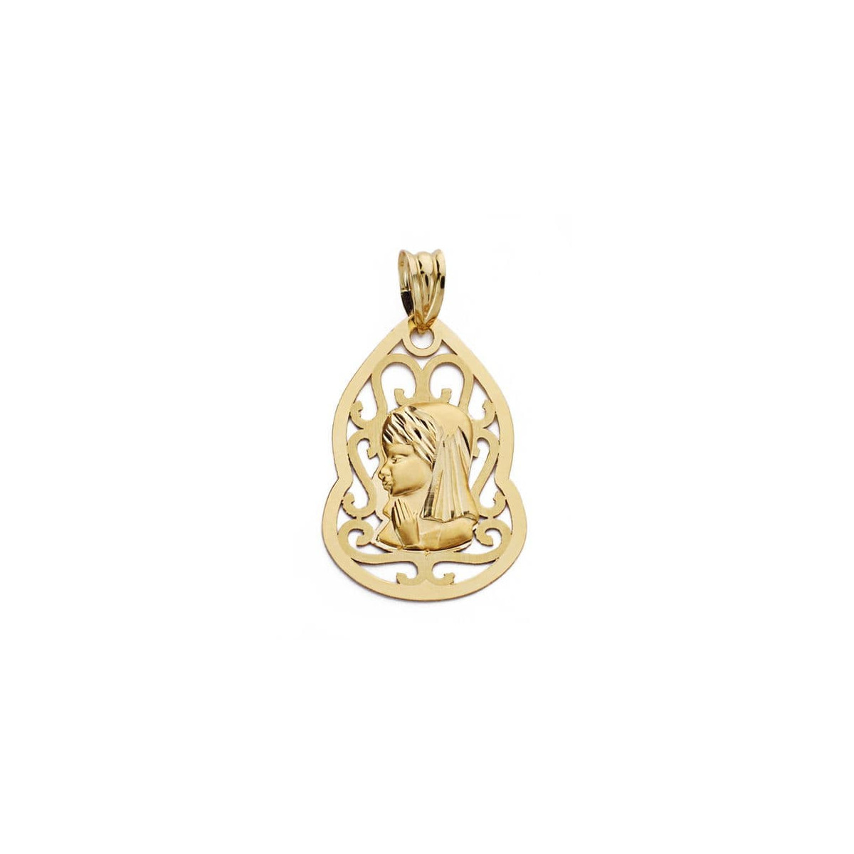 18K Medalla Virgen Niña 27X18 Mm