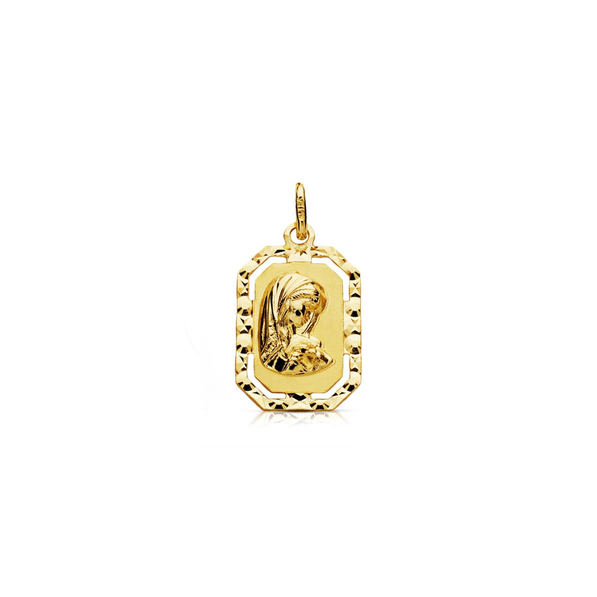 18K Medalla Virgen Niña Tallada 20X12 Mm