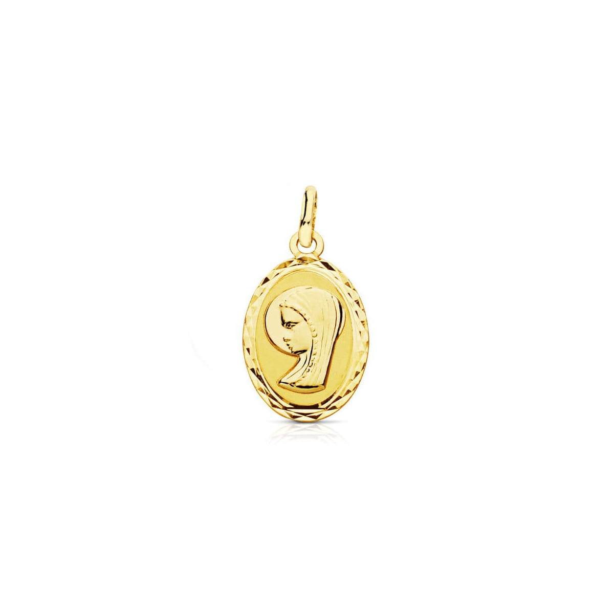 18K Medalla Virgen Niña Oval. 20X12 Mm