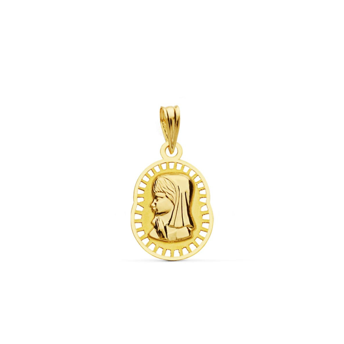 18K Medalla Virgen Niña 19X12 Mm