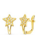 18K Pendientes Oro Amarillo Estrellas Con Circonitas 12X8 Mm Cierre Catalan