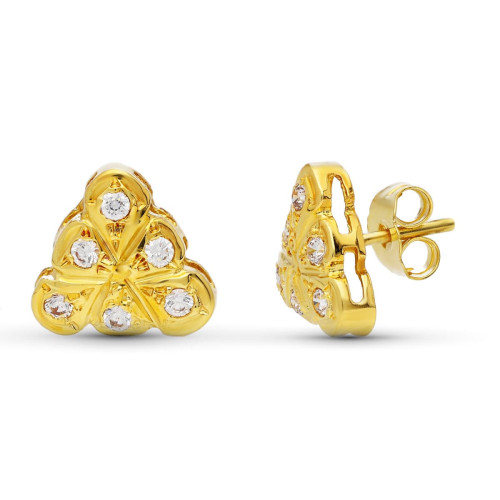 18K Pendientes Oro Amarillo Circonitas 9 Mm Oro