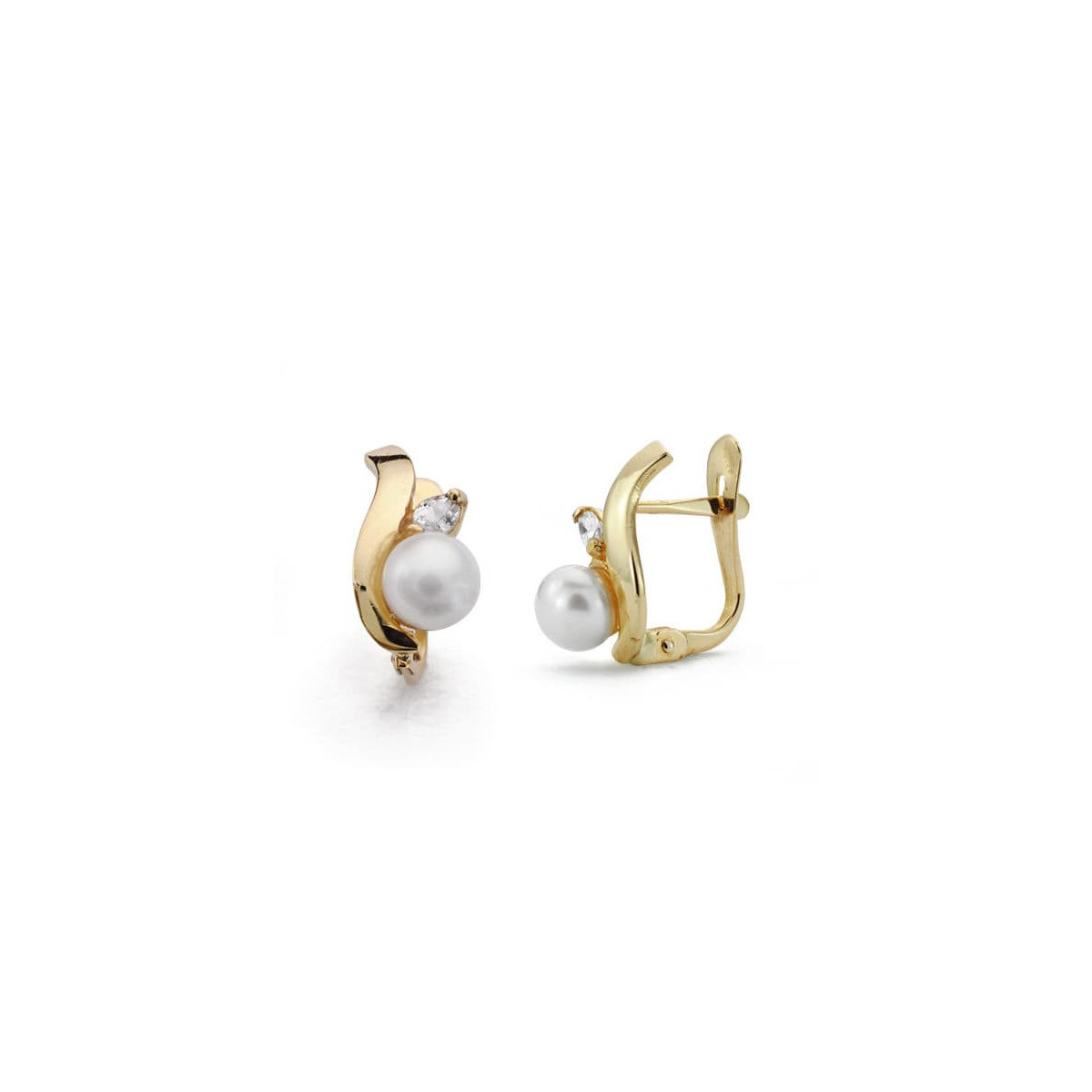 18K Pendientes Comunion Perla 12X6 Mm