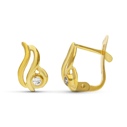 18K Pendientes Oro Amarillo Comunion Circonitas 10X6 Mm Cierre Catalan