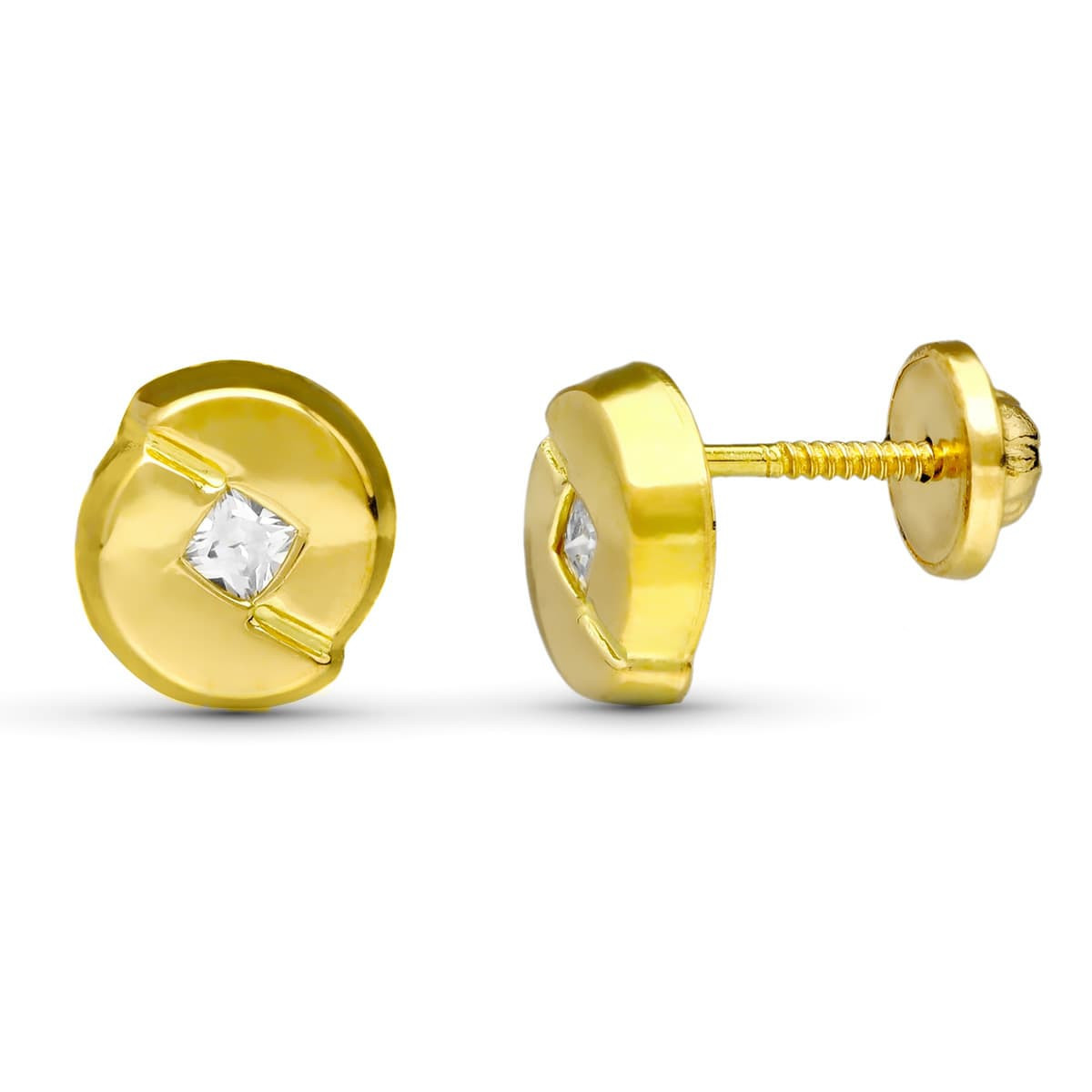 18K Pendientes Oro Amarillo Circonitas 7X6 Mm