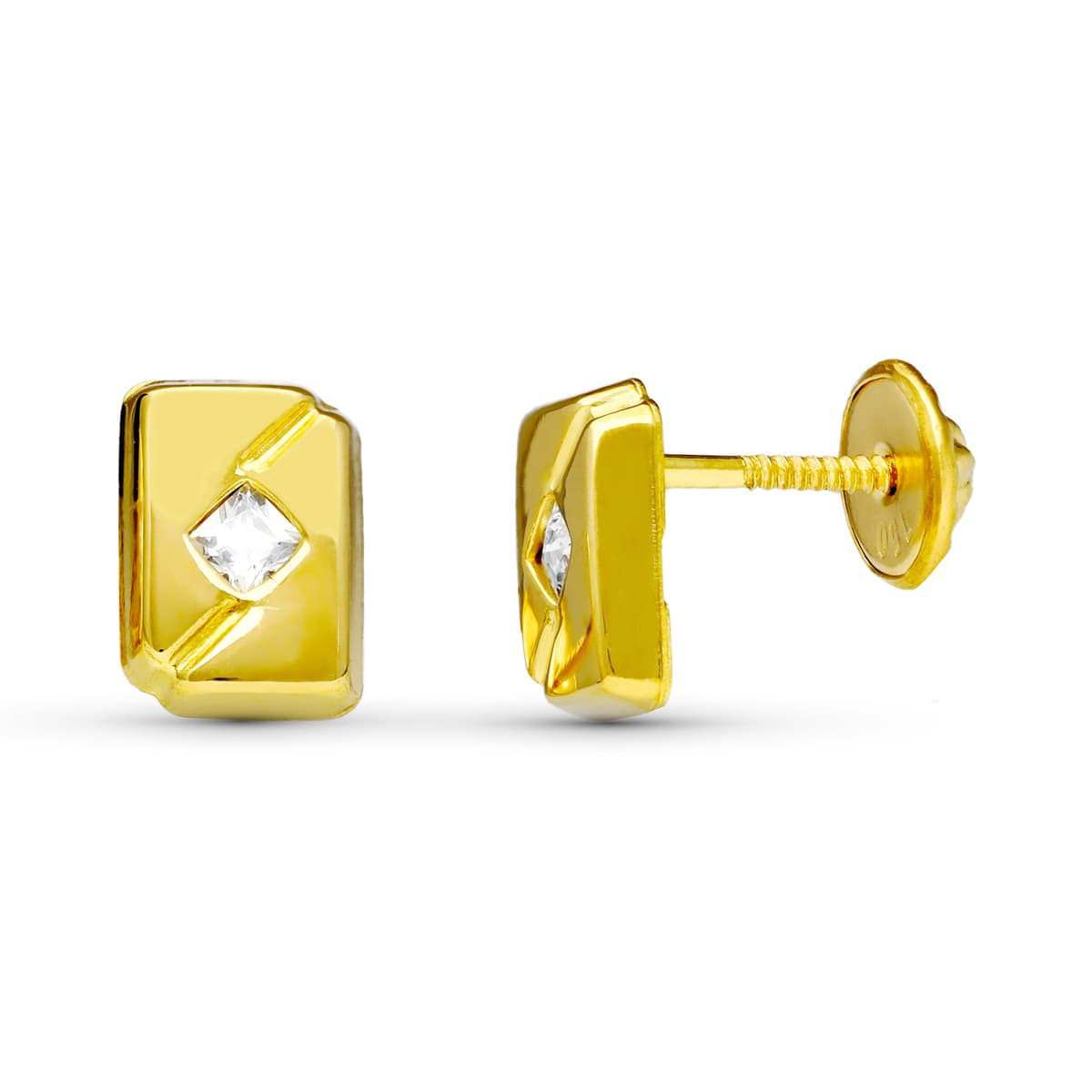 18K Pendientes Oro Amarillo Circonitas 7X5 Mm