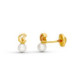 18K Pendientes Oro Amarillo Perla 7X3 Mm Rosca