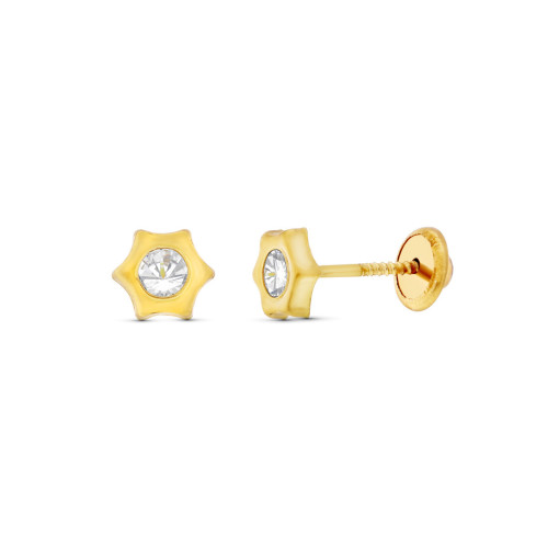 18K Pendientes Oro Amarillo Estrella 6X5 Mm