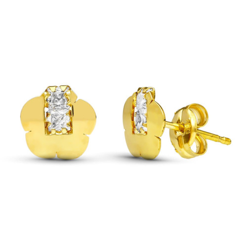 18K Pendientes Oro Amarillo Flor 6.5X6.5 Mm