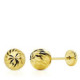 18K Pendientes Oro Amarillo Bola Tallada 6 Mm Rosca