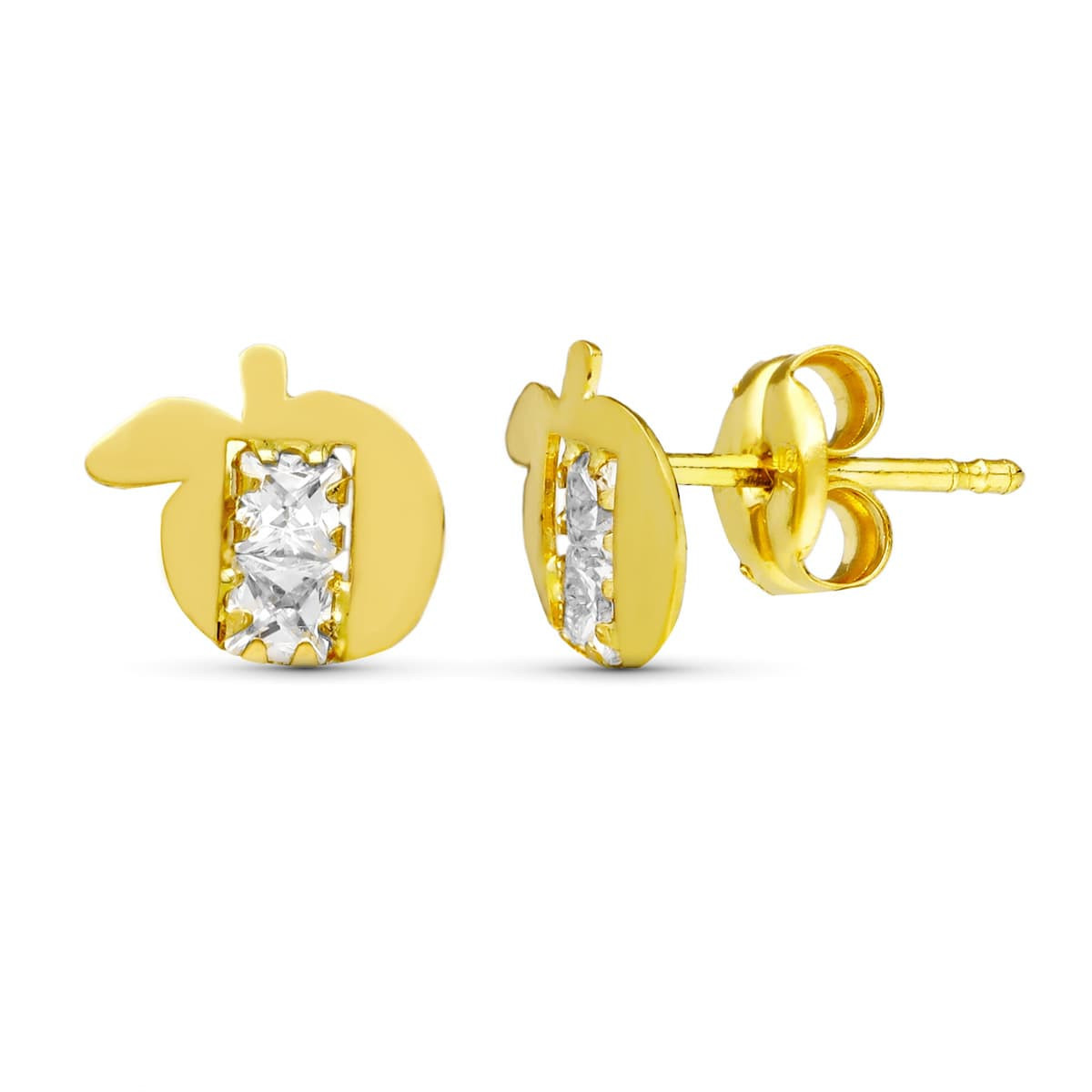 18K Pendientes Oro Amarillo Manzana 7X6 Mm