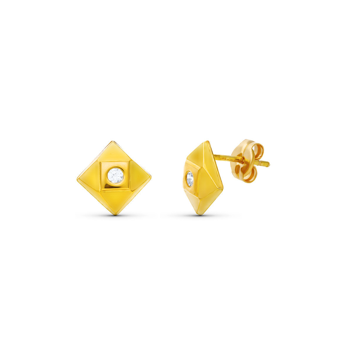 18K Pendientes Oro Amarillo Cuadrados 6X6 Mm