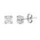 18K Pendientes Oro Blanco Garras 4X4 Mm