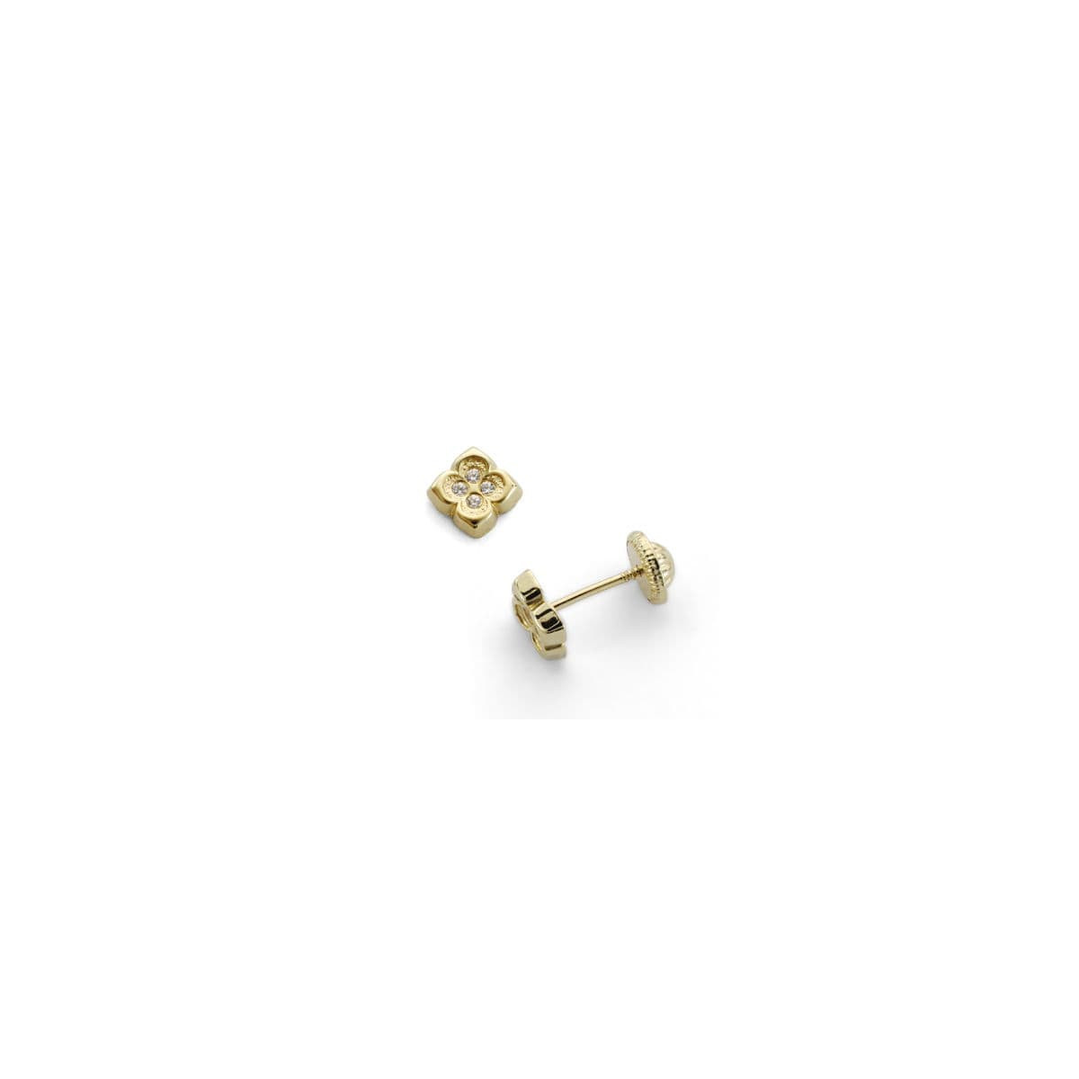 18K Pendientes Oro Amarillo Flor Circonitas 6X6 Mm