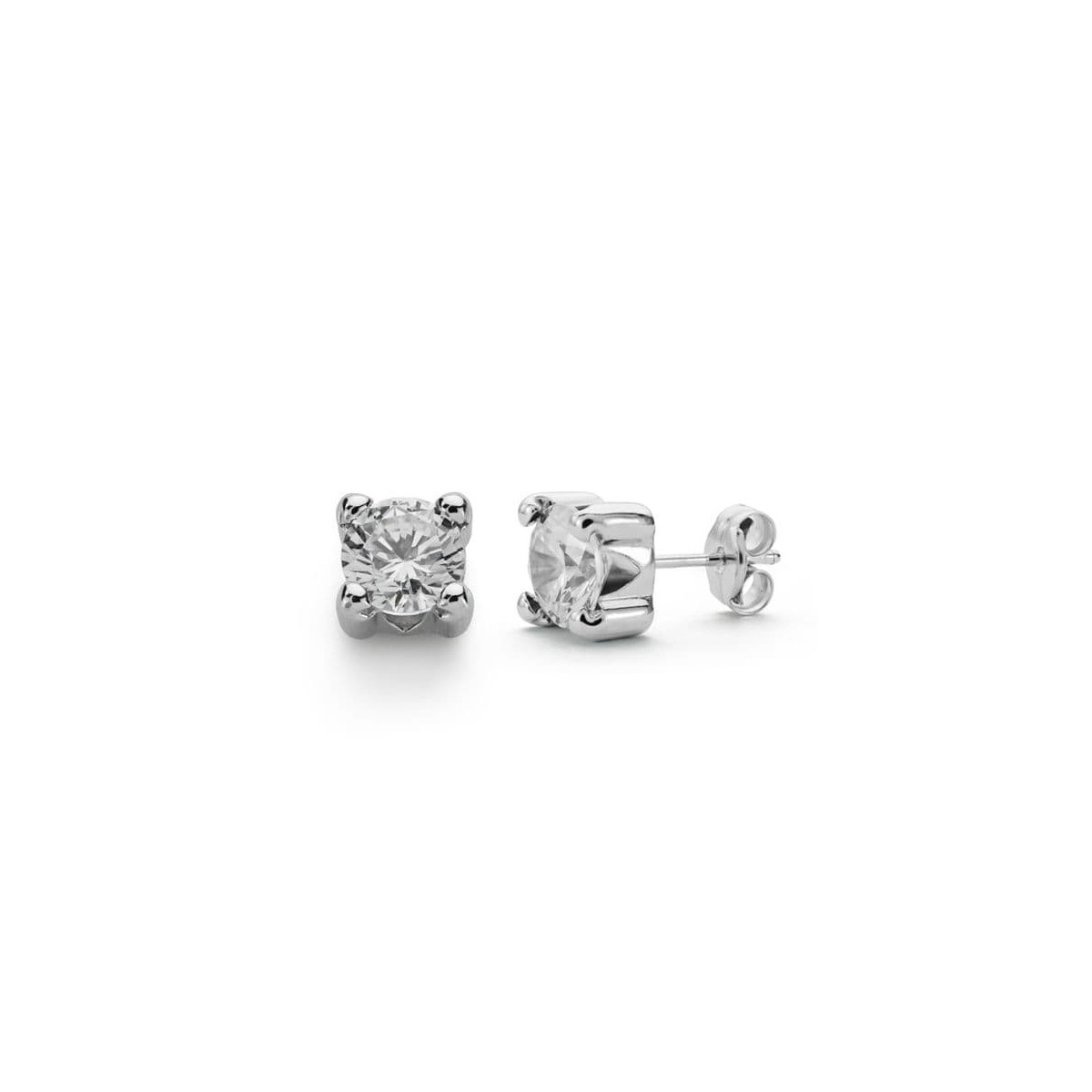 9K Pendientes Circonita 6.5 Mm 4 Garras