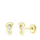 18K Pendientes Oro Amarillo Pies Con Nacar 6X3.5 Mm Cierre Rosca