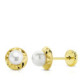 18K Pendientes Oro Amarillo Perla Rosca 6 Mm