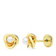 9K Pendientes Oro Amarillo Nudo Perla 5 Mm 8X8 Mm