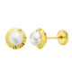 18K Pendientes Oro Amarillo Perla Orla Tallada 6 Mm