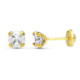 18K Pendientes Oro Amarillo Garras Circonita 5 Mm