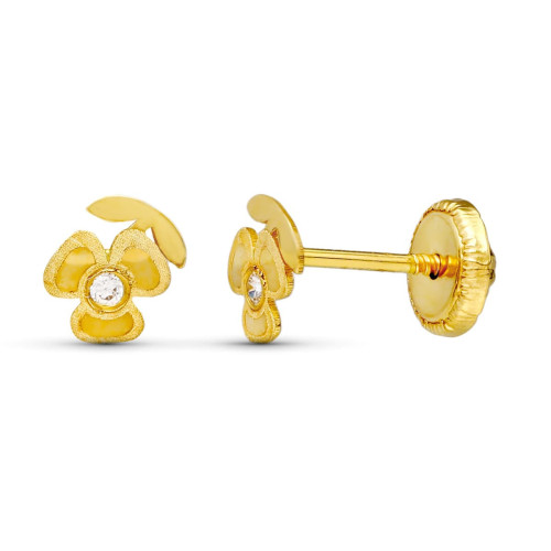 18K Pendientes Oro Amarillo Trebol Laser. 5X4 Mm