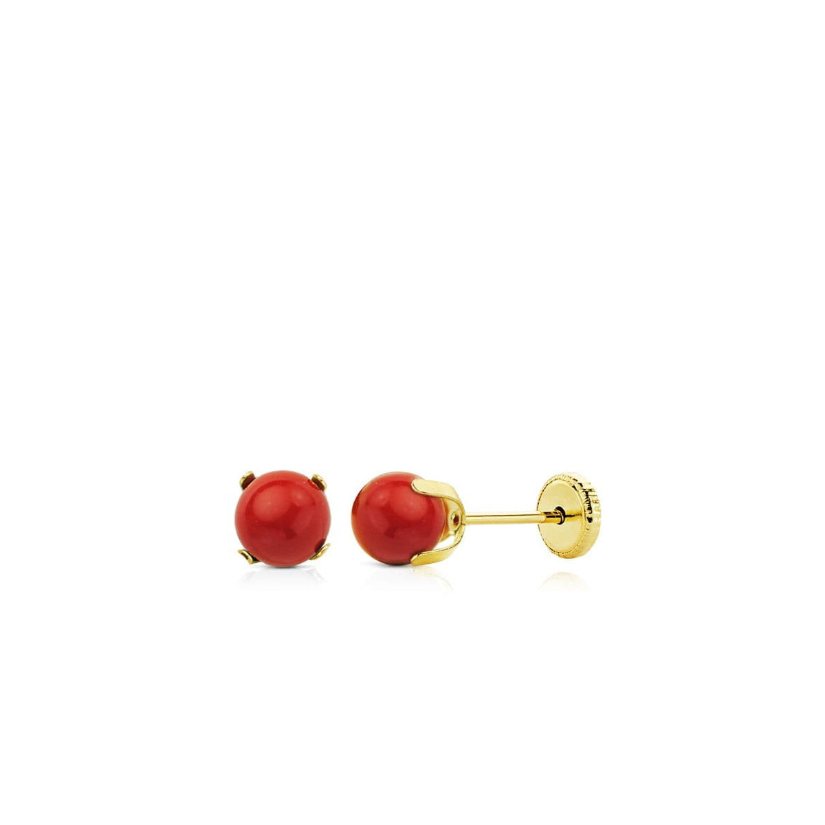 18K Pendientes Oro Amarillo Garras Coral  5X5 Mm