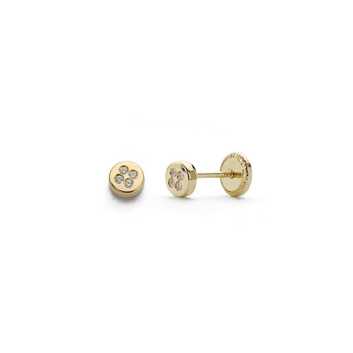 18K Pendientes Oro Amarillo Circonitas 4 Mm