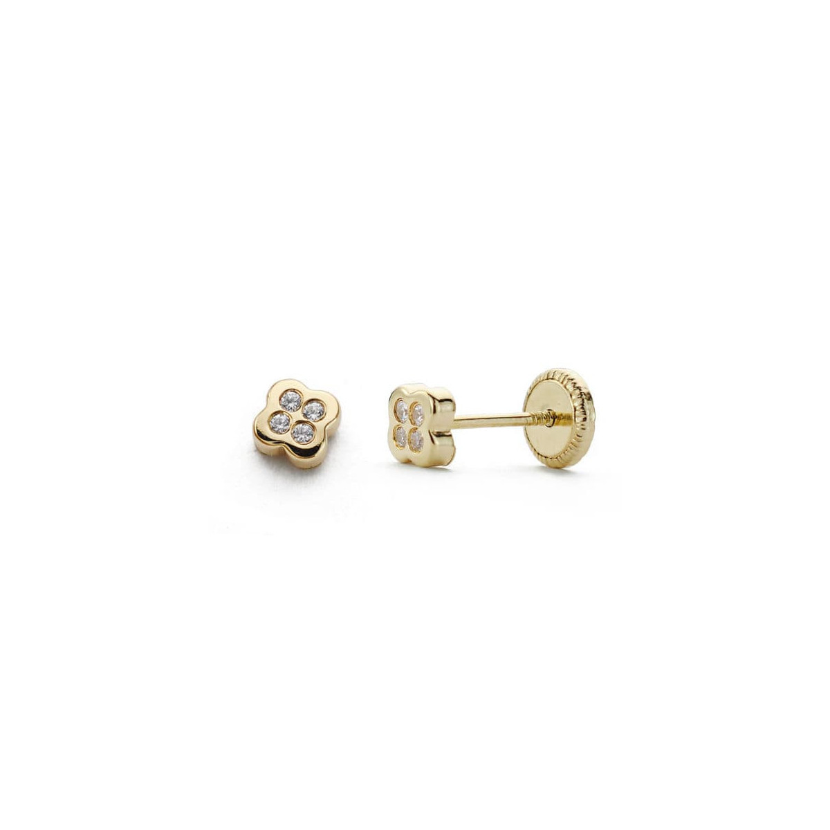 18K Pendientes Oro Amarillo Circonitas 4 Mm