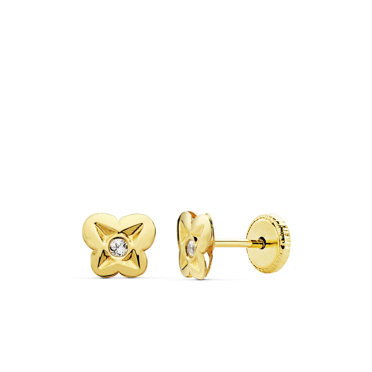 18K Pendientes Oro Amarillo Mariposa 6X5.5 Mm