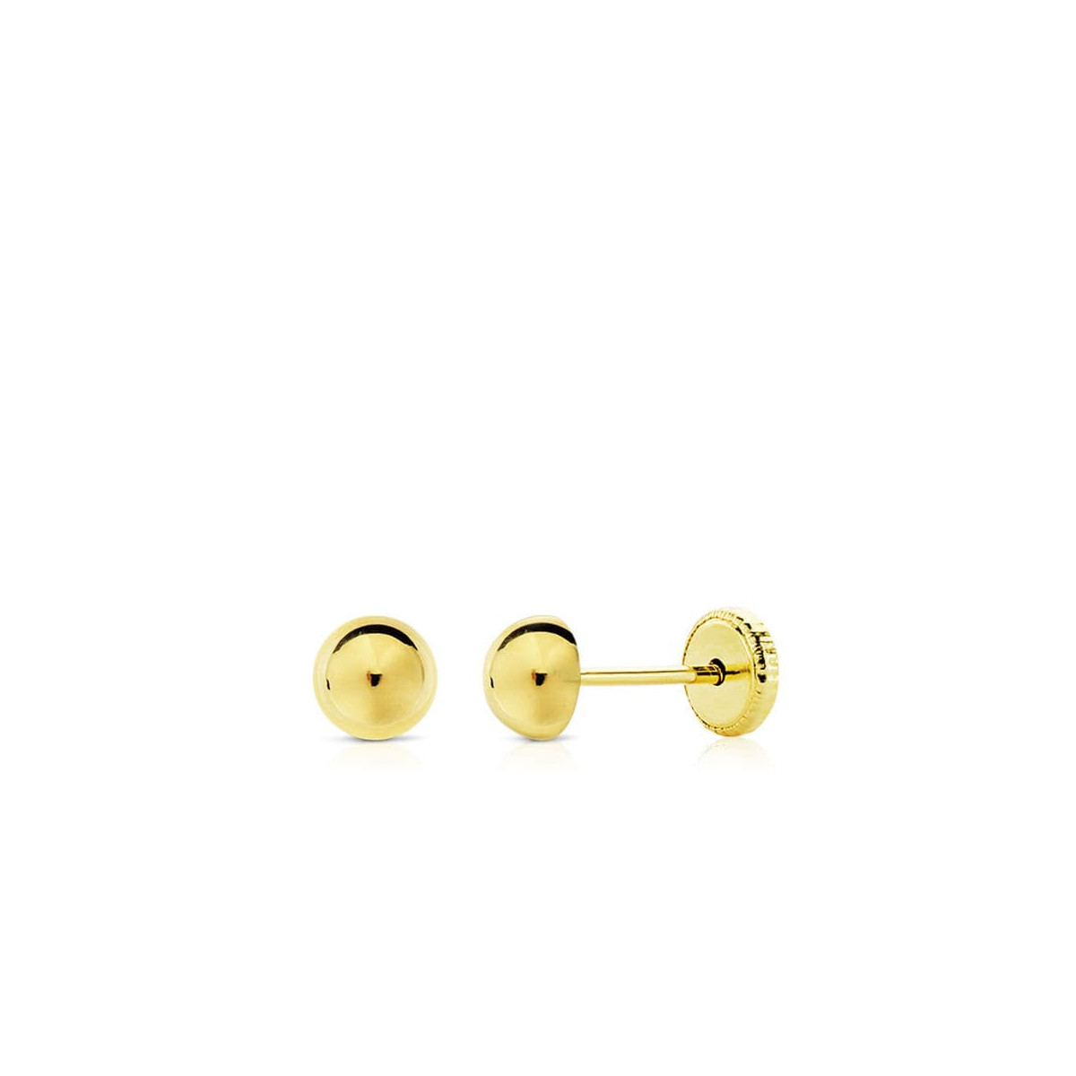 18K Pendientes Oro Amarillo Media Bola Lisa 5 Mmrosca