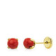 18K Pendientes Oro Amarillo Coral  4X4 Mm Rosca