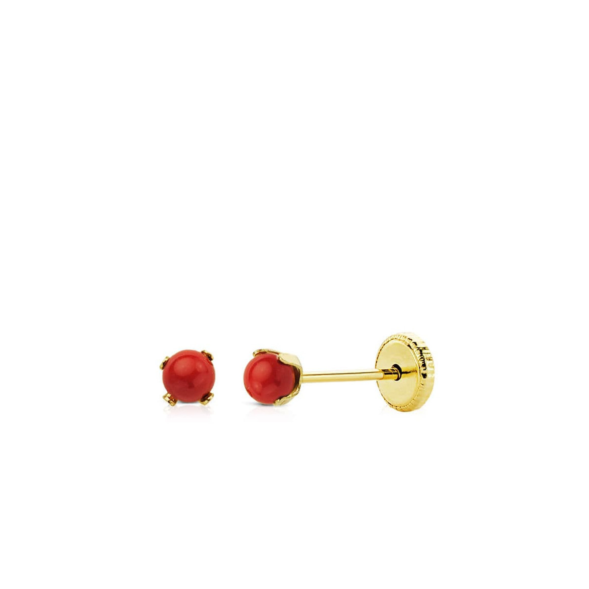 18K Pendientes Oro Amarillo Coral  3X3 Mm 4 Patillas