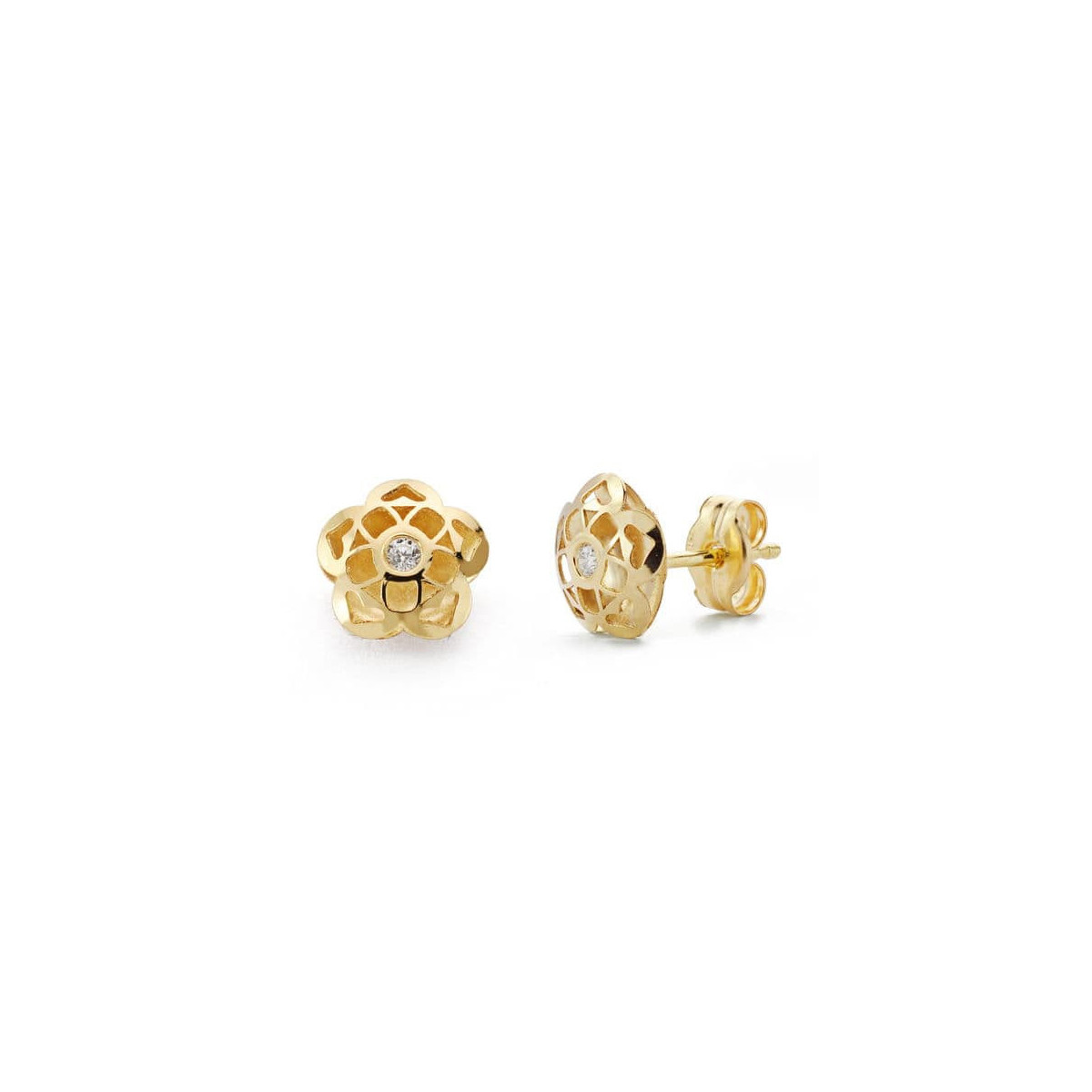 9K Pendientes Flor 7X7 Mm