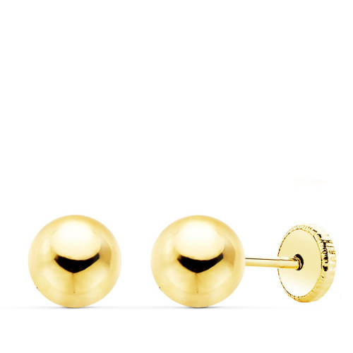 9K Pendientes Oro Amarillo Bolas Lisas 6 Mm