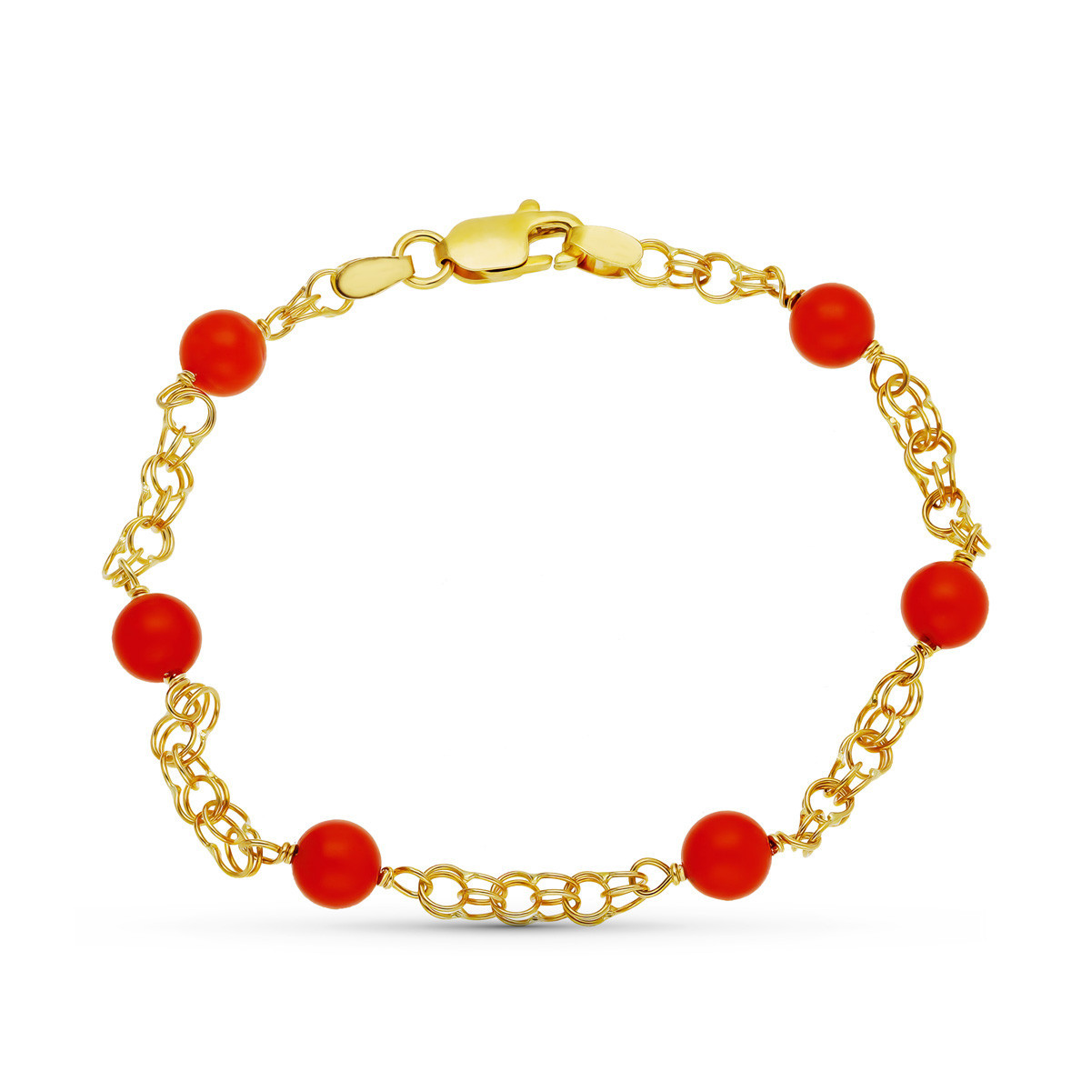 18K Pulsera Oro Amarillo Coral Fino Cerdeña 5 Mm 17 Cm