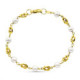 18K Pulsera Oro Amarillo 17 Cm Jaula Y Perla Cultivada De 5.50 Mm