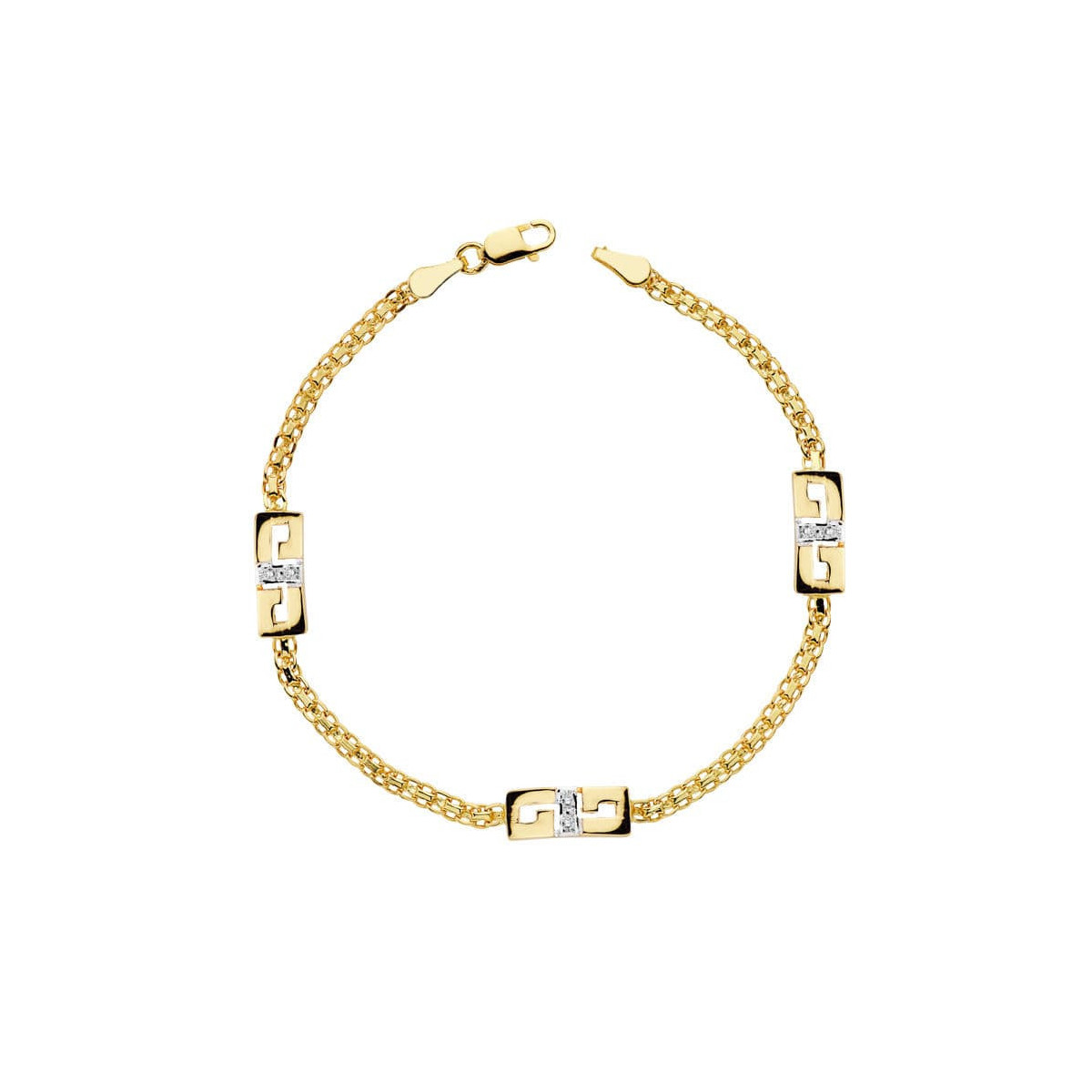 18K Pulsera Bicolor Circonitas 17 Cm