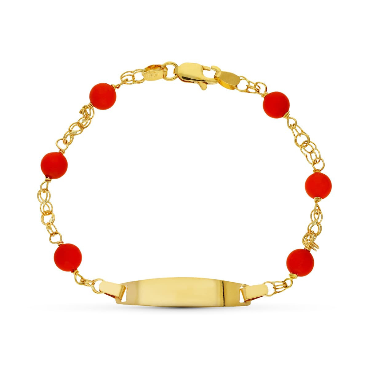 18K Esclava Oro Amarillo Coral Fino Cerdeña 5-51/2 Mm