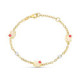 18K Pulsera Oro Amarillo Perla Y Esmalte Gato 18 Cm