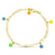 18K Pulsera Oro Amarillo Fetiches Colores. 18 Cm