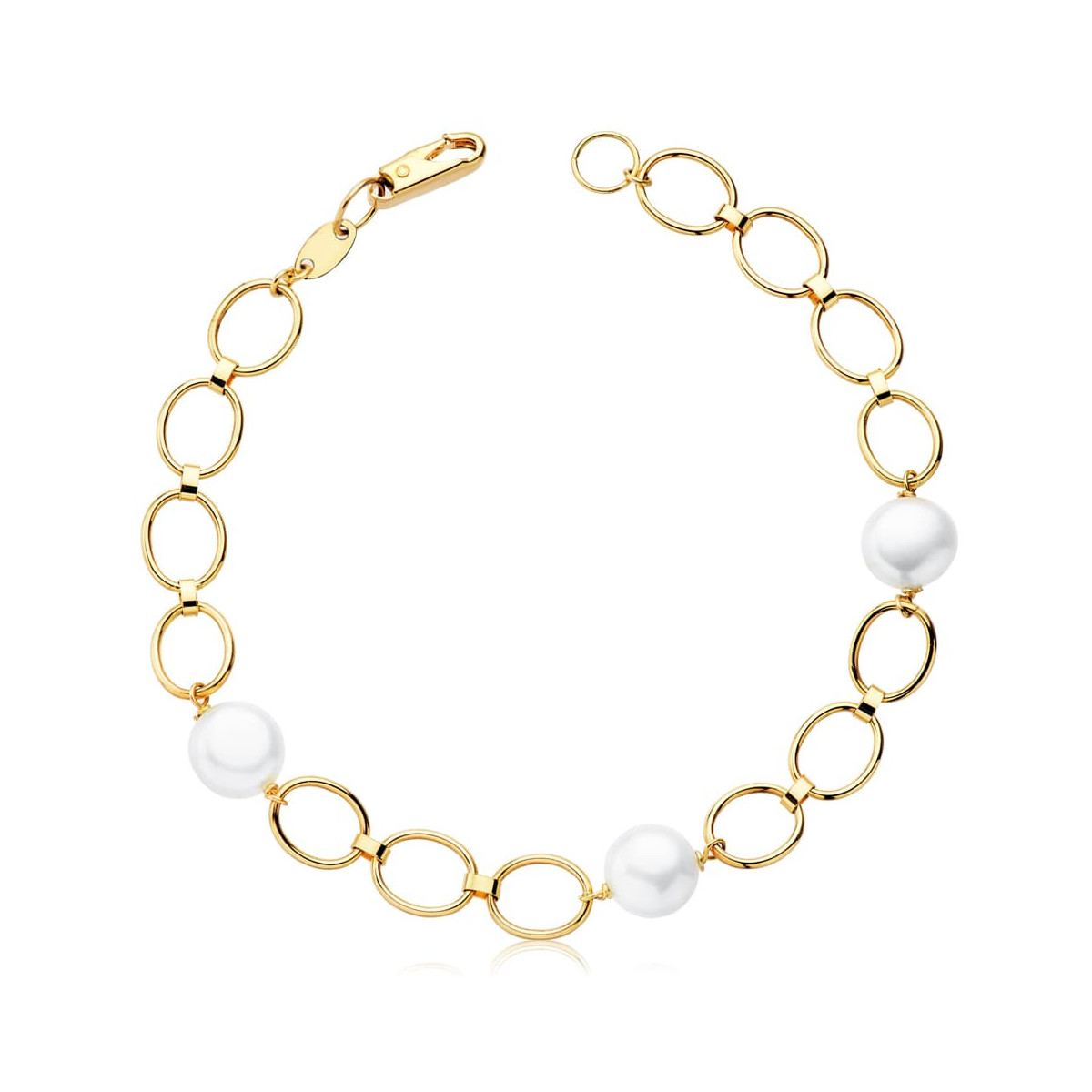 18K Pulsera Oro Comunion Perla Cultivada Oval 18Cm