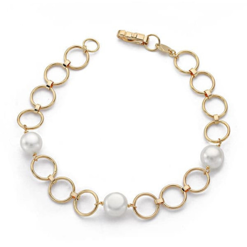 18K Pulsera Comunion Perla Cultivada Redonda 18Cm