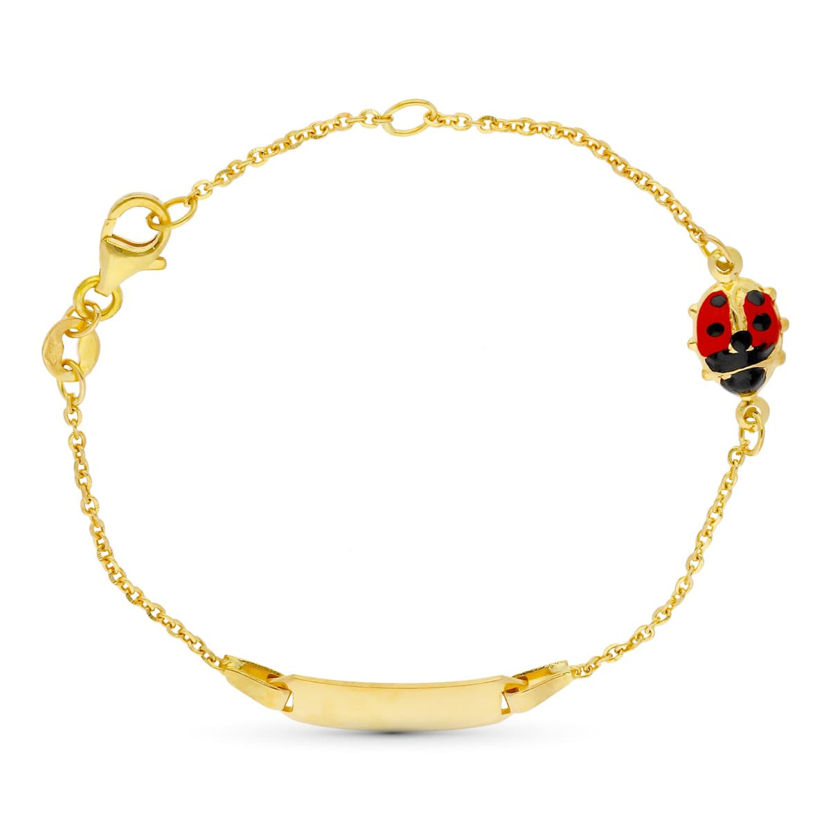 18K Pulsera Esclava Oro Amarillo Mariquita 16 Cm