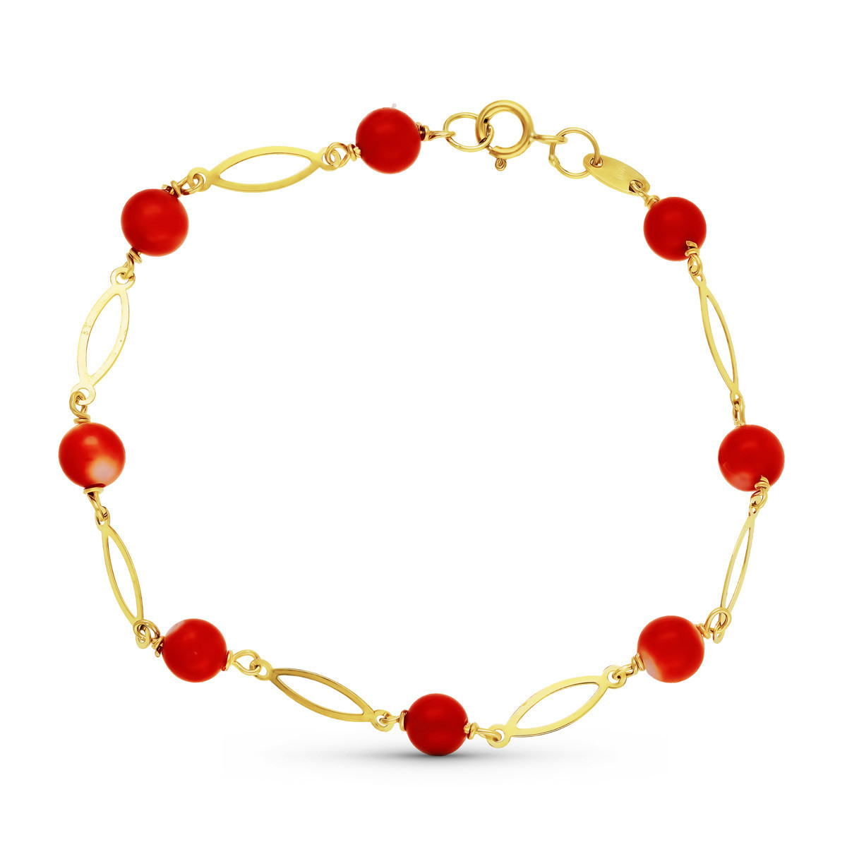 18K Pulsera Oro Amarillo Coral Fino Japones 5 Mm